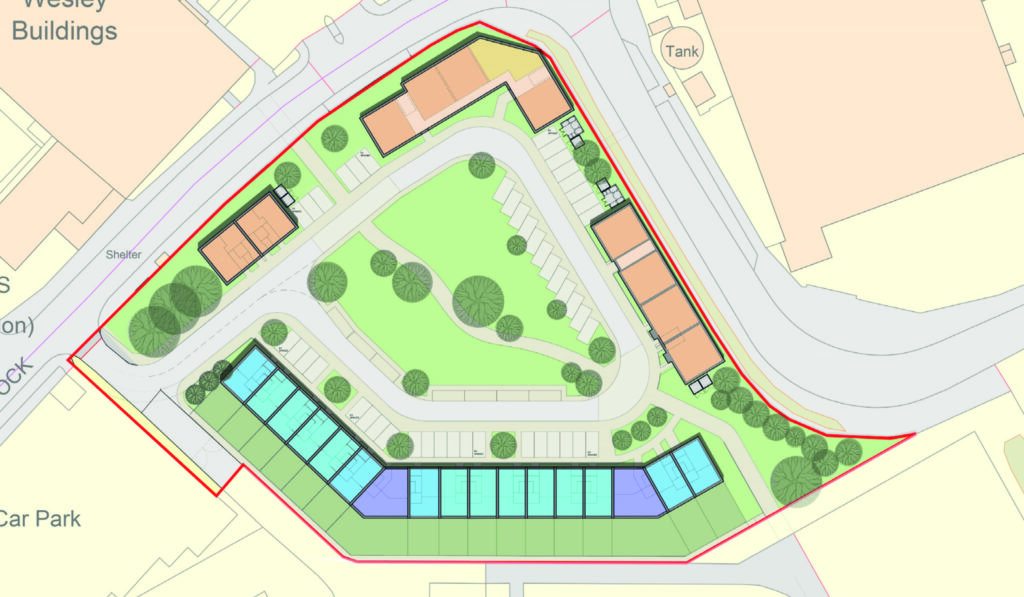 A site plan of the proposed residential development on land near Caldicot School